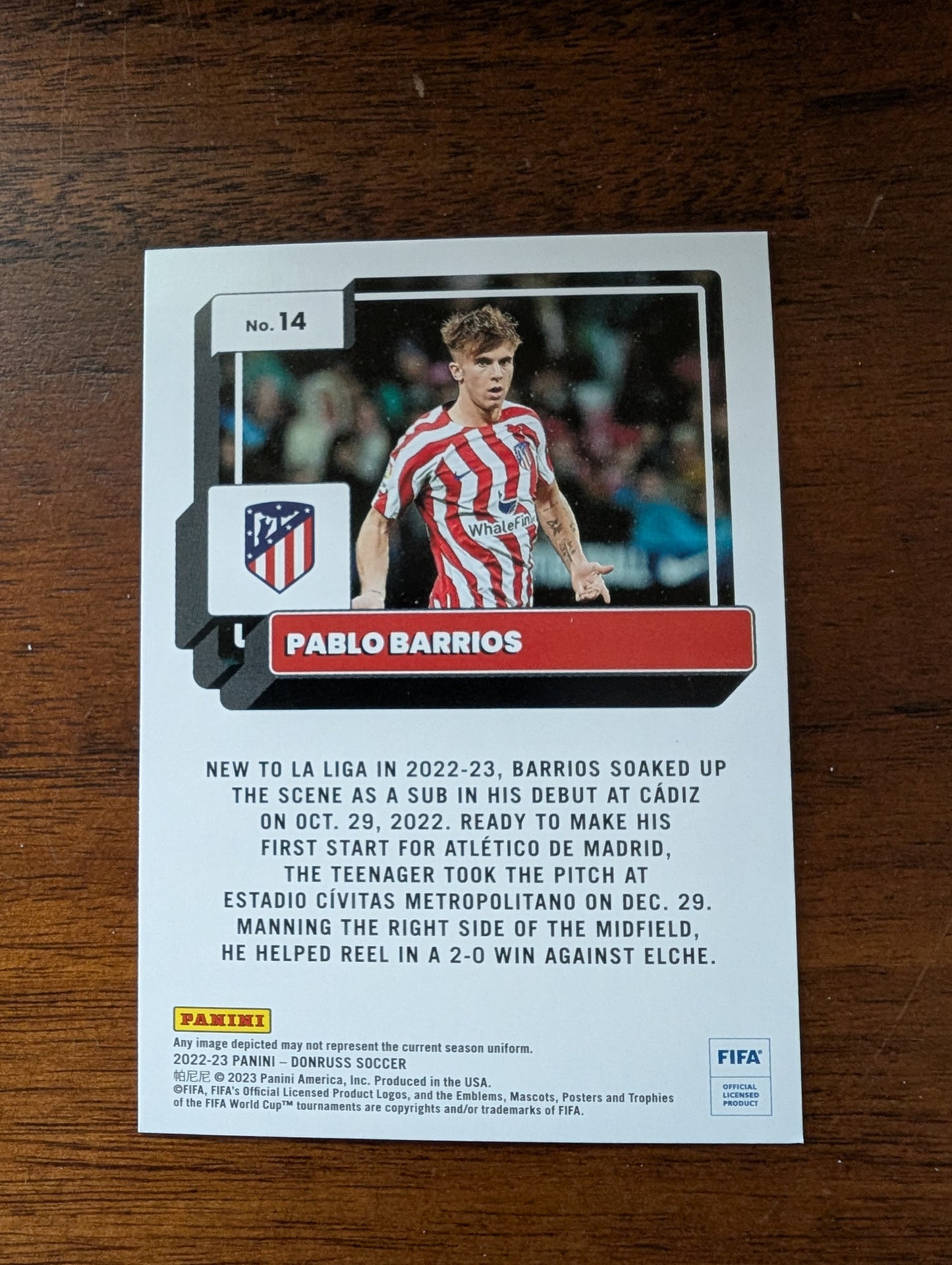 FIFA 2022-23 Panini Donruss - Base - Rookie - Pablo Barrios #14 - Atletico de Madrid
