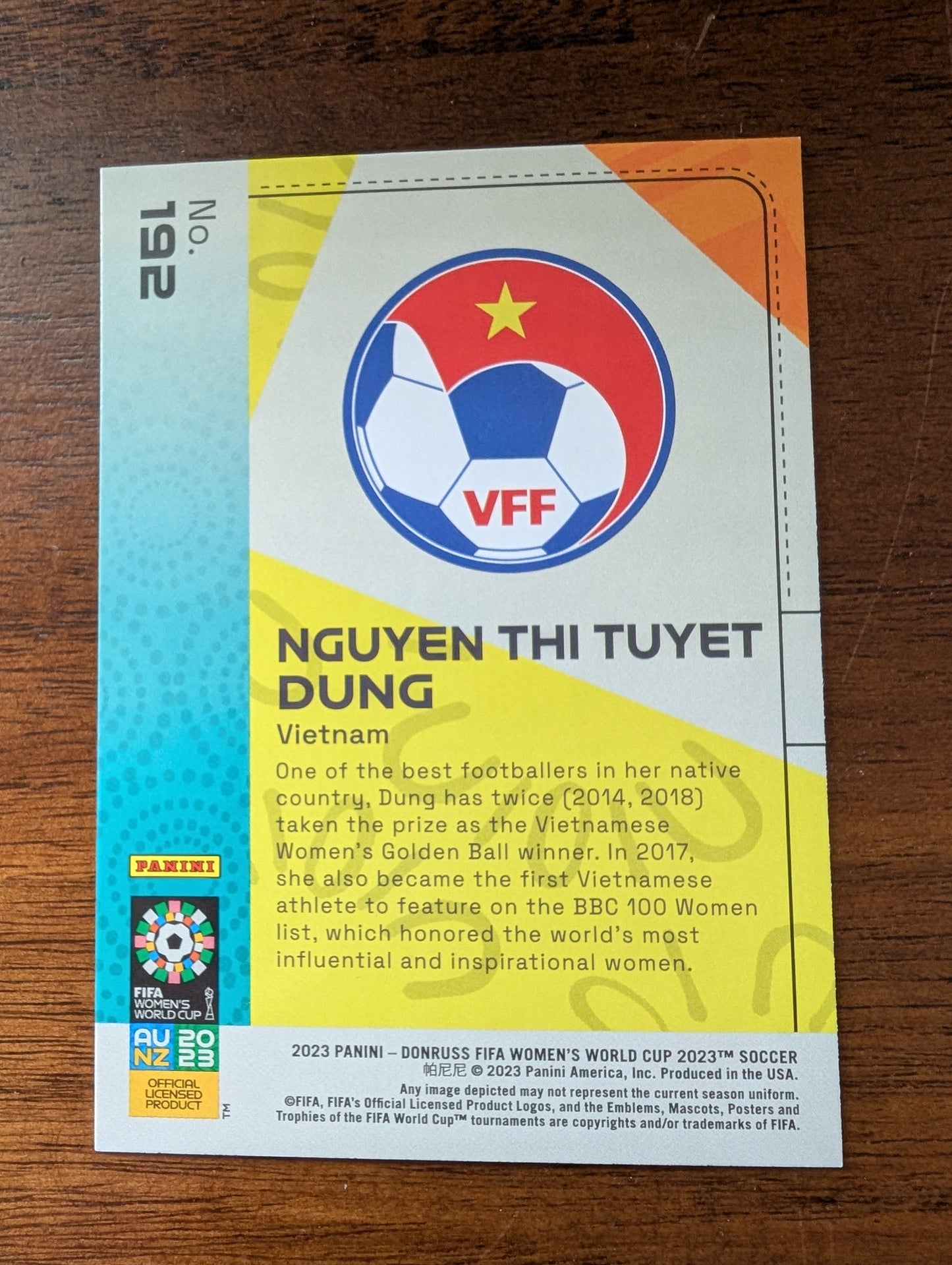2023 Fifa Women's World Cup - Nguyen Thi Tuyet Dung #192 - Rookie - Vietnam