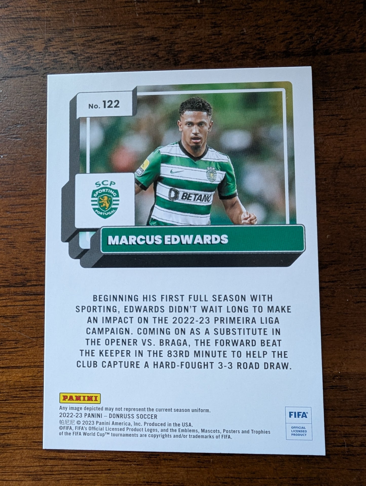 FIFA 2022-23 Panini Donruss - Base - Rookie - Marcus Edwards #122 - Sporting CP
