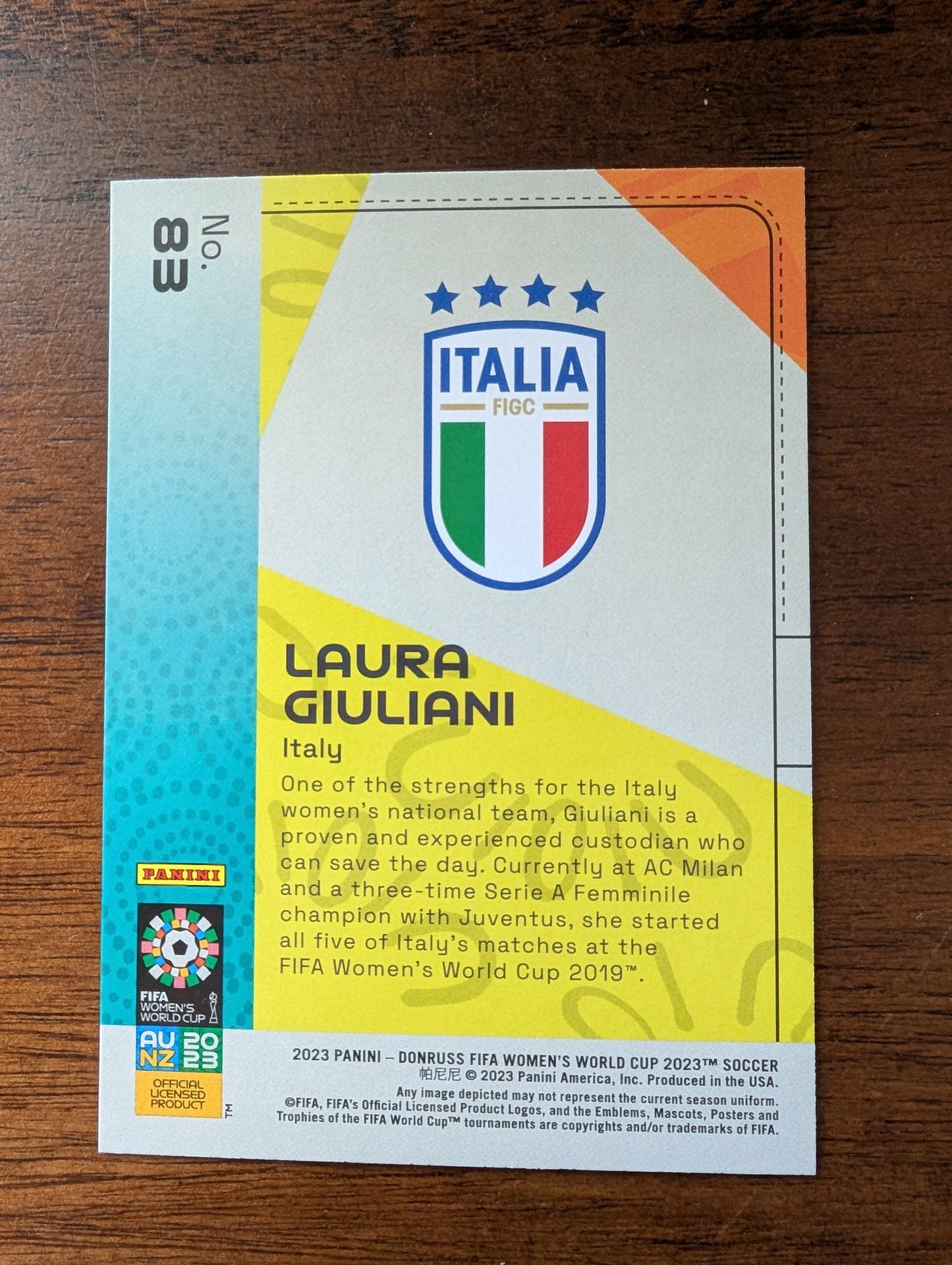 2023 Fifa Women's World Cup - Laura Giuliani #83 - Rookie - Italy