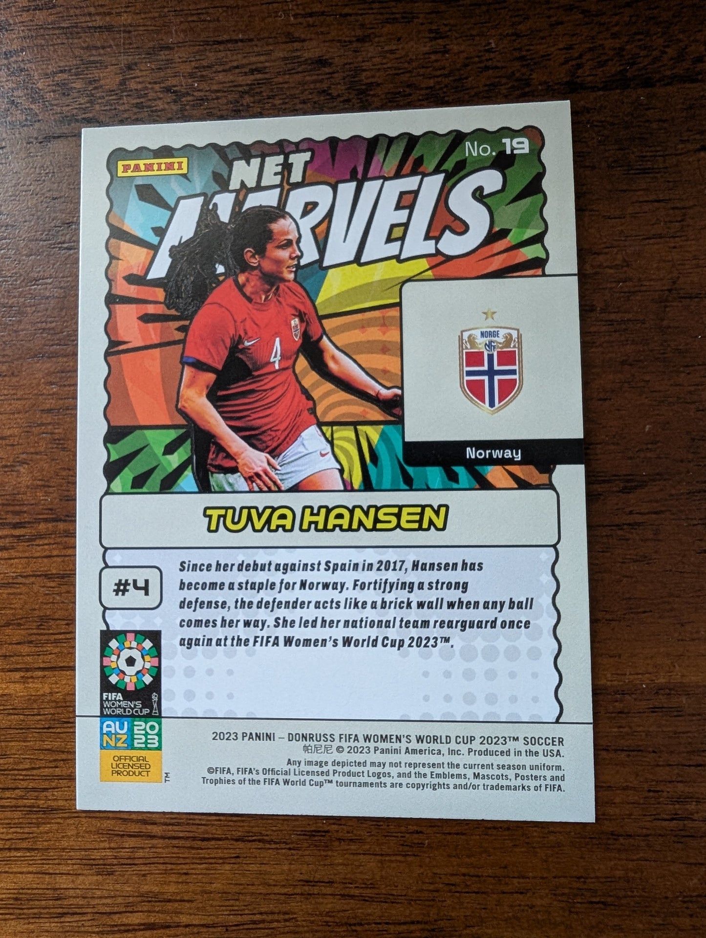 2023 Donruss FIFA Women's World Cup - Tuva Hansen - Norway - Net Marvels - Rookie - #19