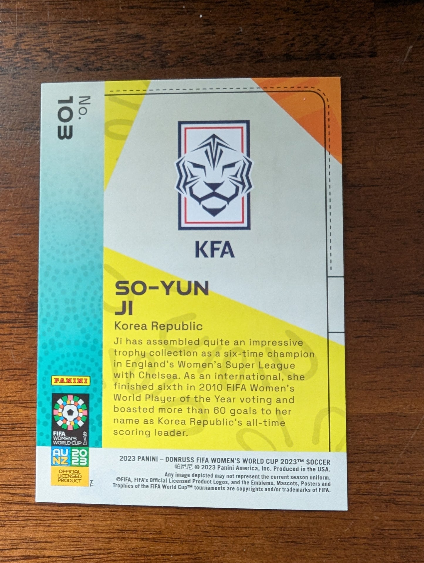 2023 Fifa Women's World Cup - So-Yun Ji - Korea Republic - Base - #103