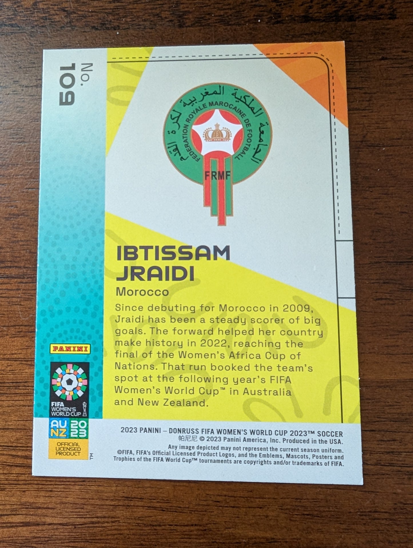 2023 Donruss FIFA Women's World Cup - Ibtissam Jraidi - Morocco - Rookie - Silver - #109