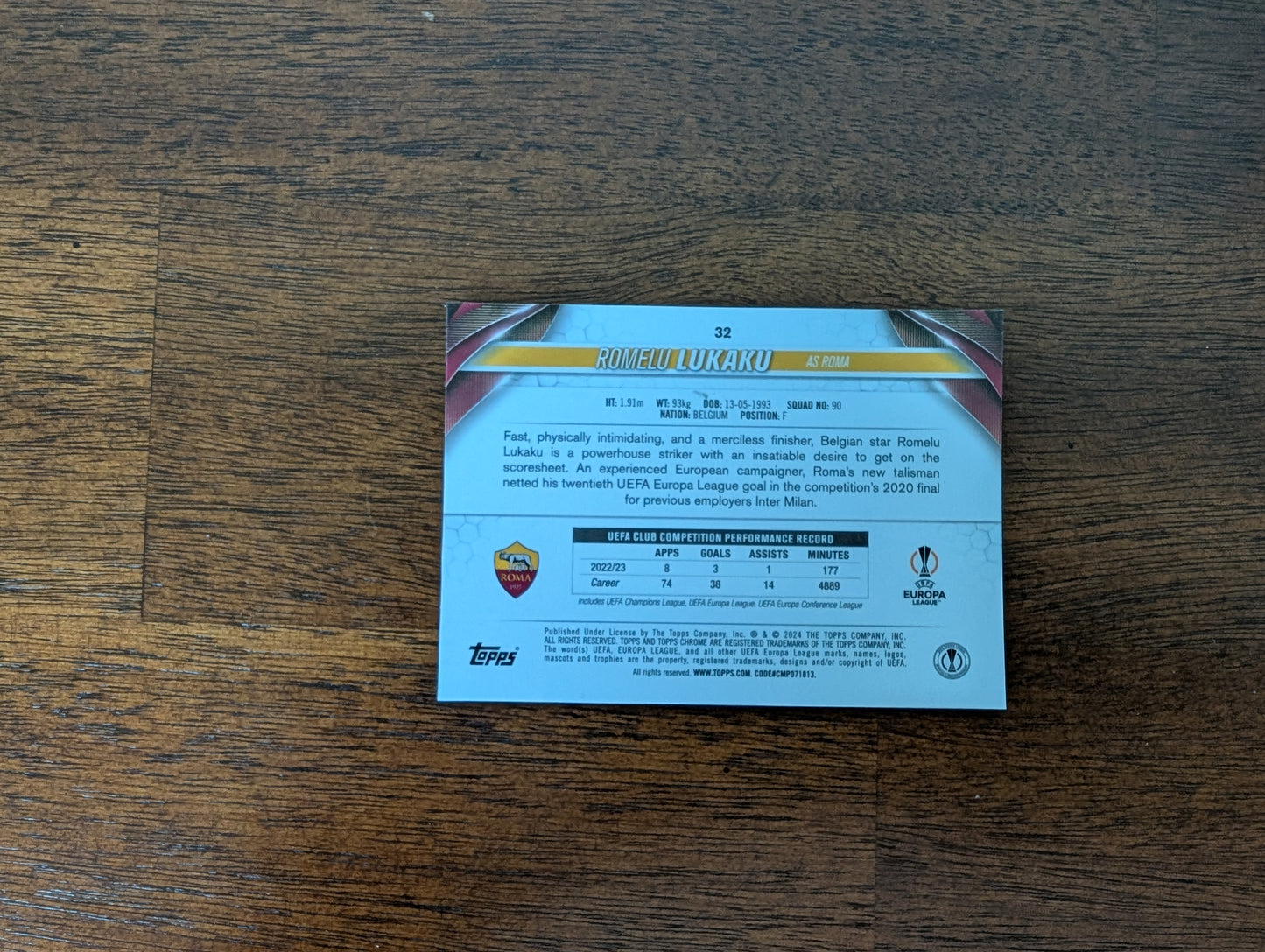 Romelu Lakaku - AS Roma - Topps Chrome - #32