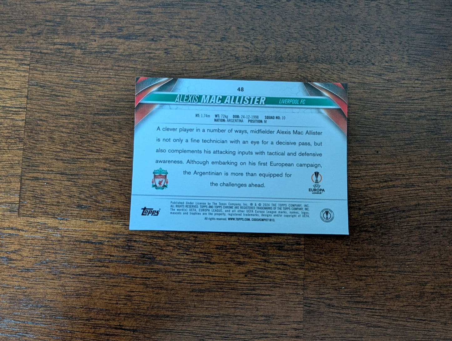 Alexis Mac Allister - Liverpool FC - Topps Chrome - #48