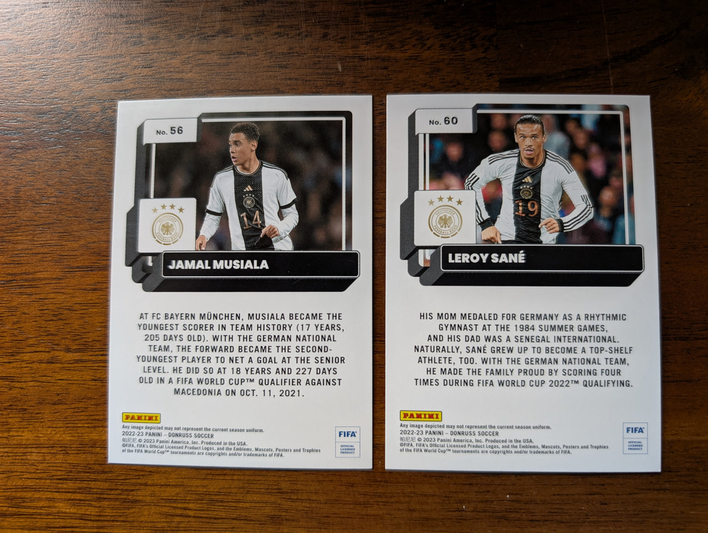 FIFA 2022-23 Panini Donruss - Base - Jamal Musiala #56 - Leroy Sane #60 - Germany