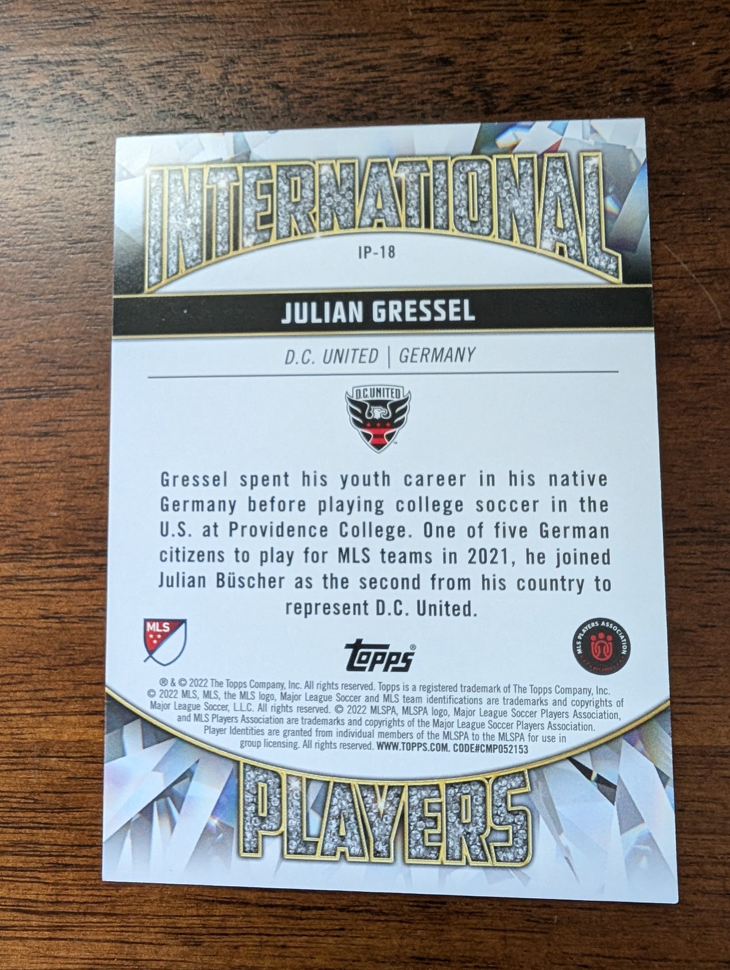 Julian Gressel - D.C. United - Topps Major League Soccer - #IP-18 - International Players