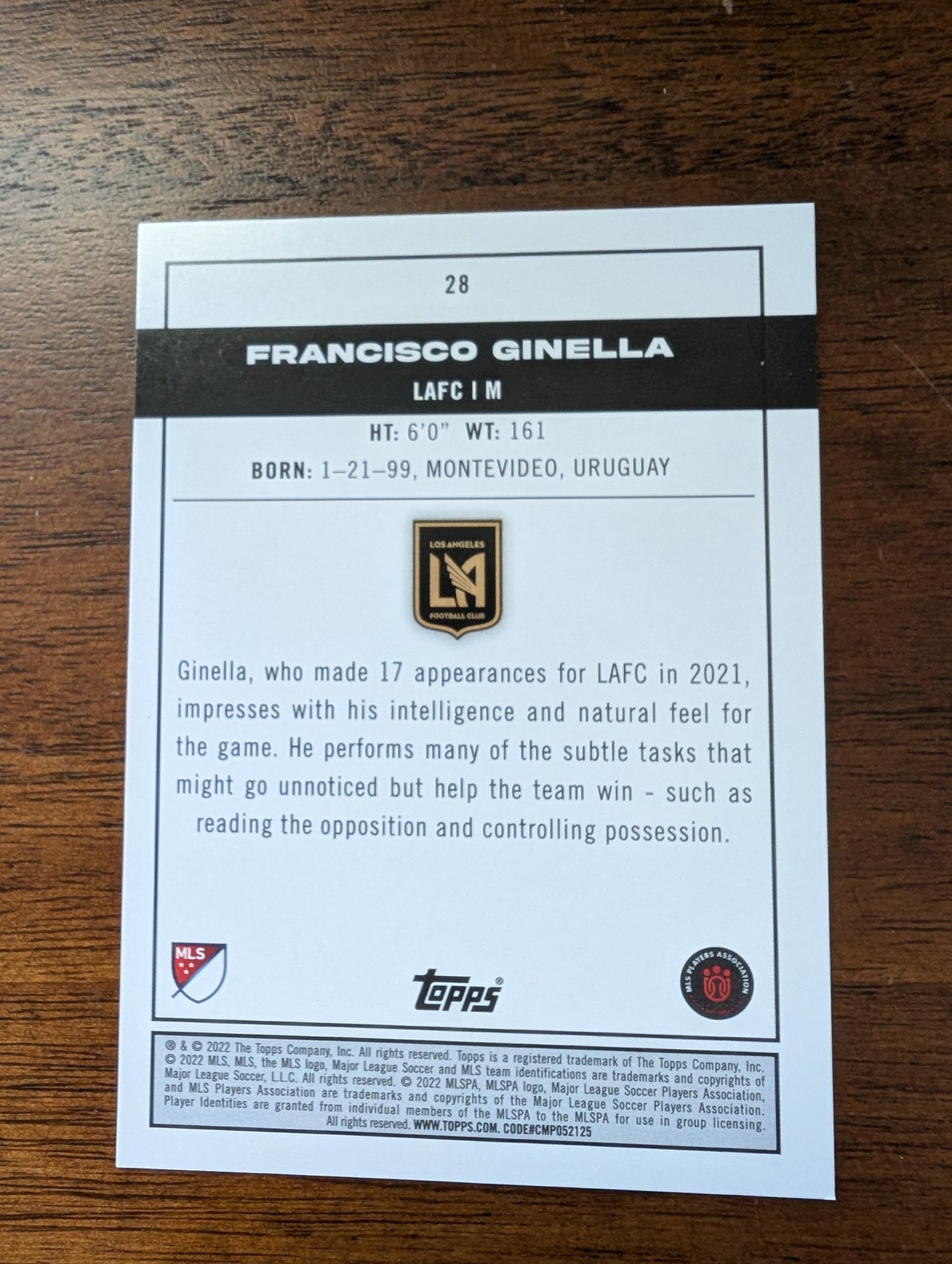 Francisco Ginella - LAFC - Topps Major League Soccer - #28 - Rookie - Pitch Prodigies