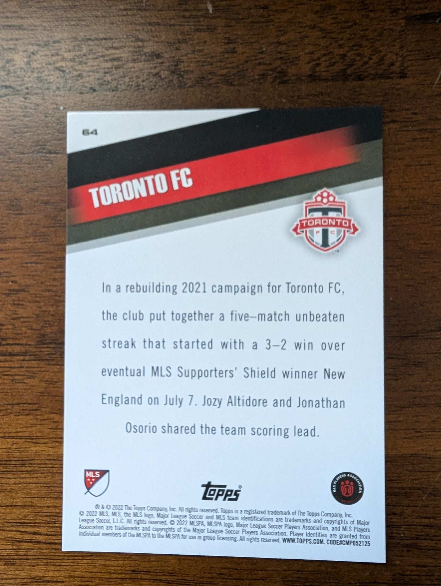 Toronto FC - Topps Major League Soccer - #64 - Teams