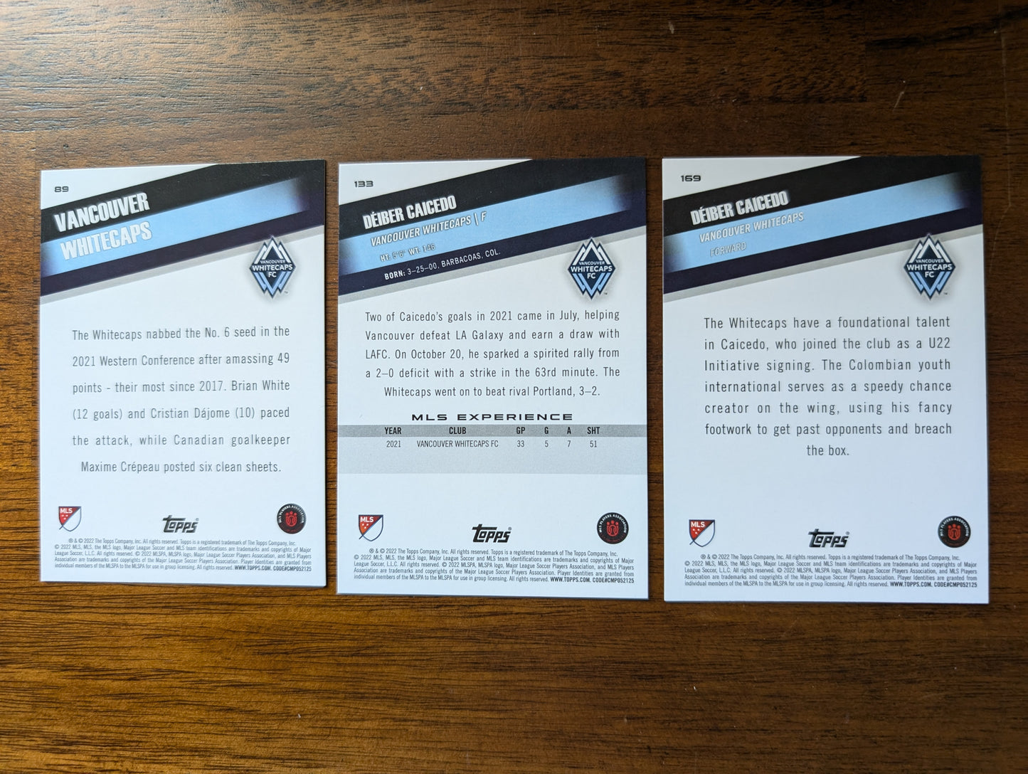 2022 MLS Base Vancouver Whitecaps #89 + #133 + #169