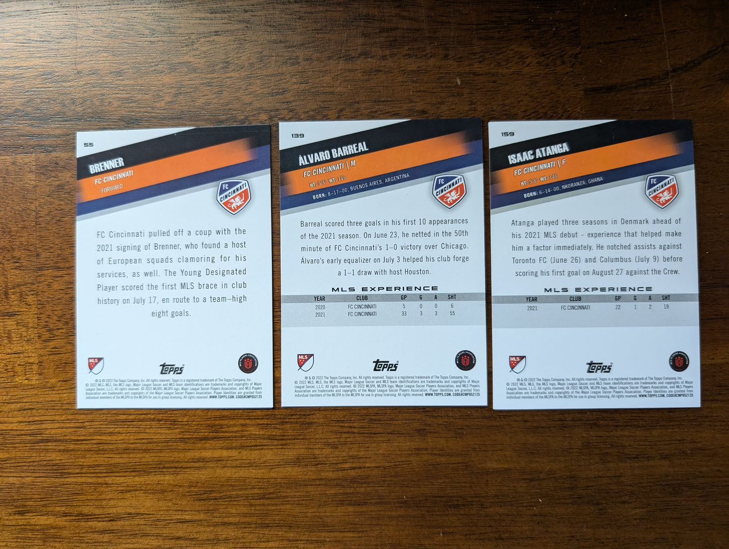 2022 MLS Base FC Cincinnati #55 + #139 + #159