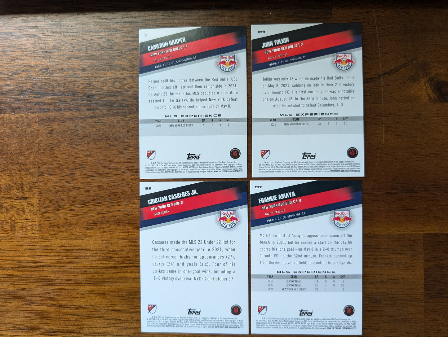2022 MLS Base New York Red Bulls #7 + #109 + #122 + #197