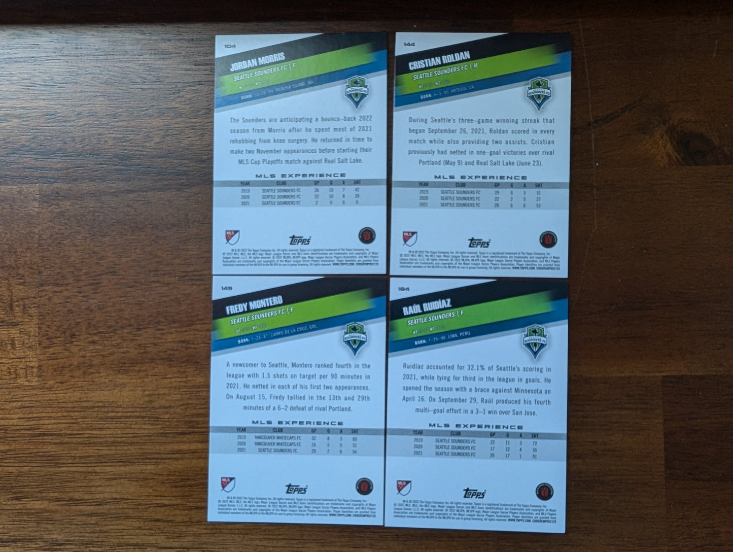 2022 MLS Base Seattle Sounders FC #104 + #144 + #149 + #184