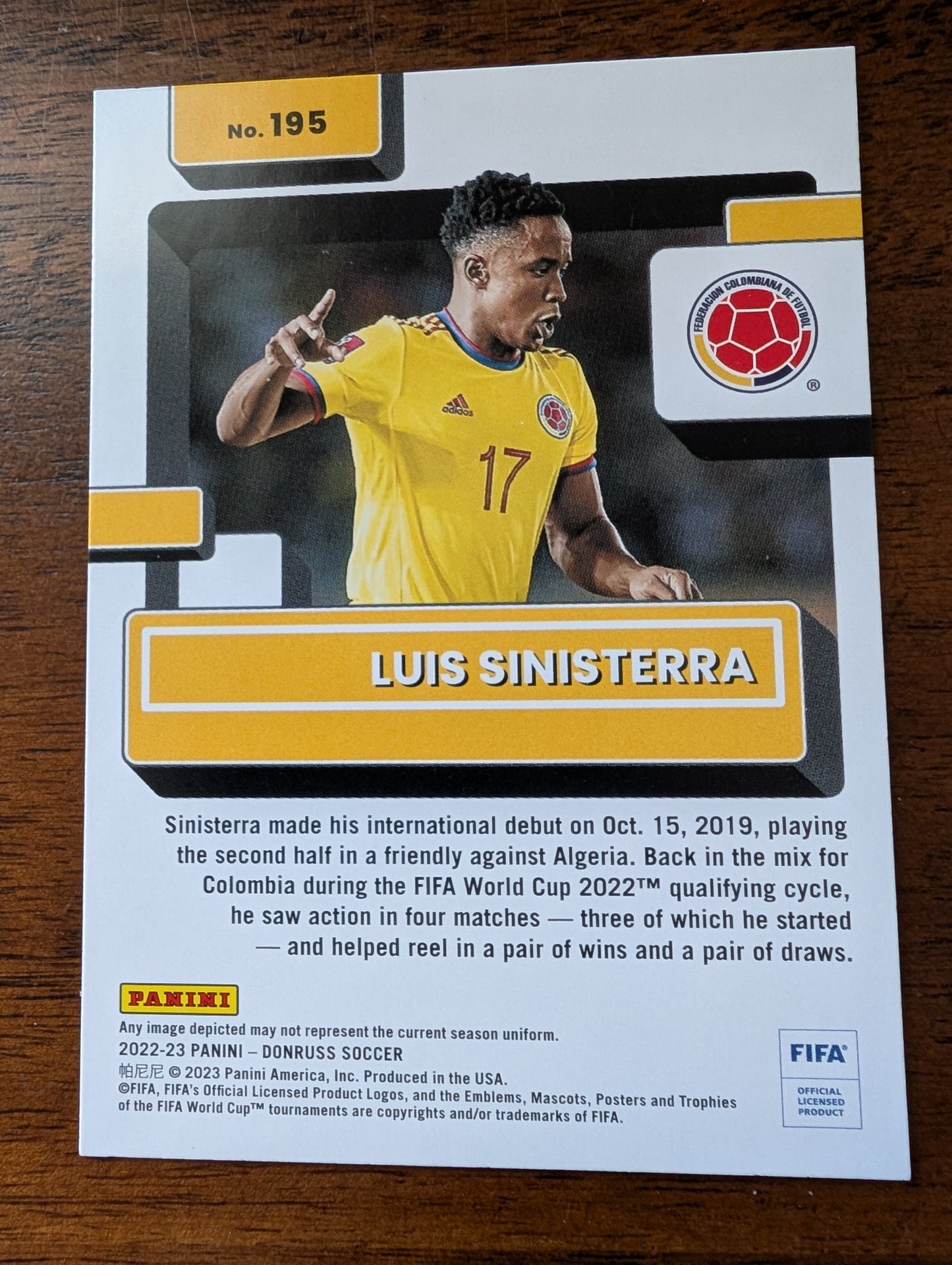FIFA 2022-23 Panini Donruss - Rated Rookie - Luis Sinisterra - Colombia - #195