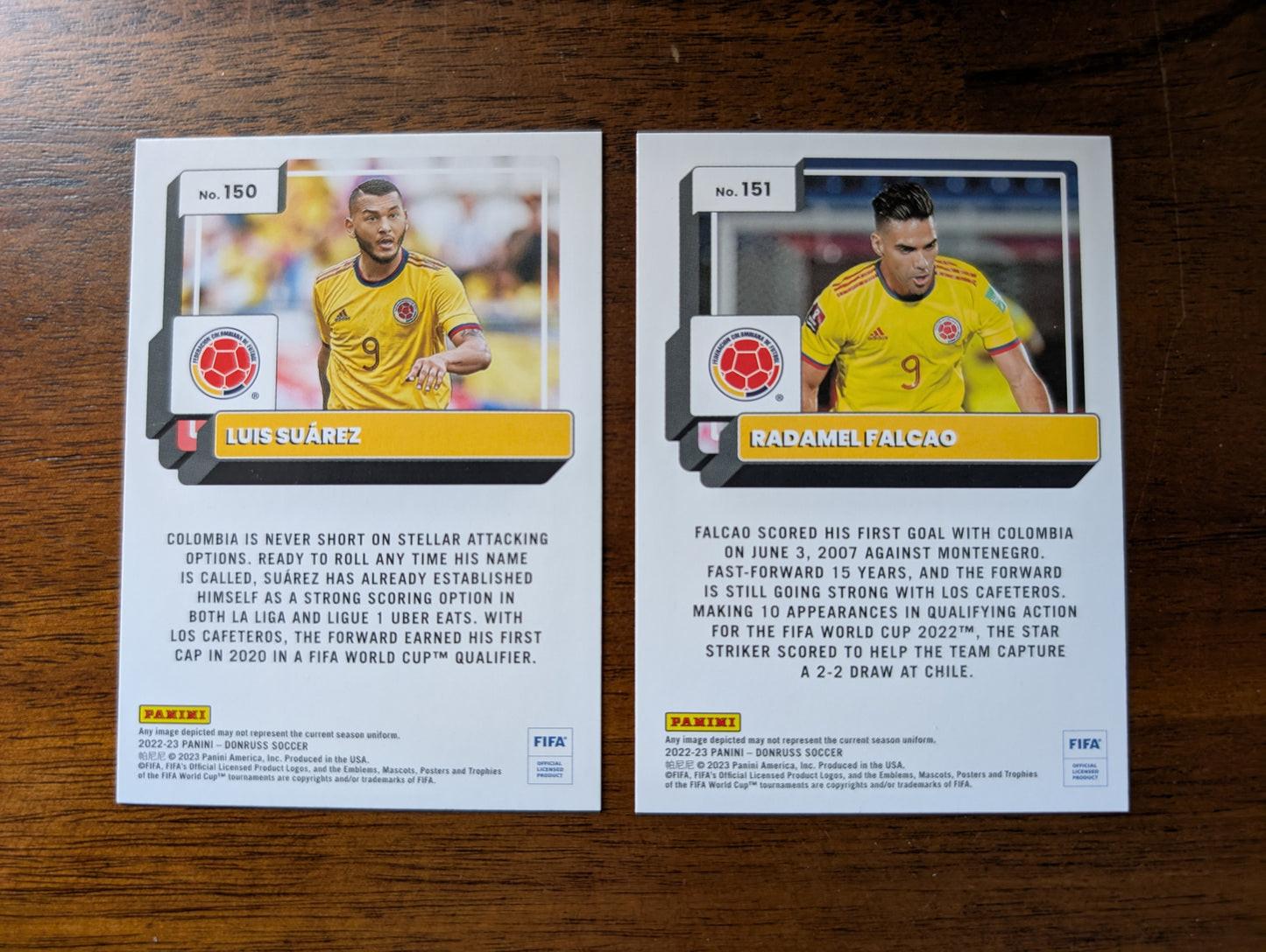 FIFA 2022-23 Panini Donruss - Base - Luis Suarez #150 - Radamel Falcao #151 - Colombia