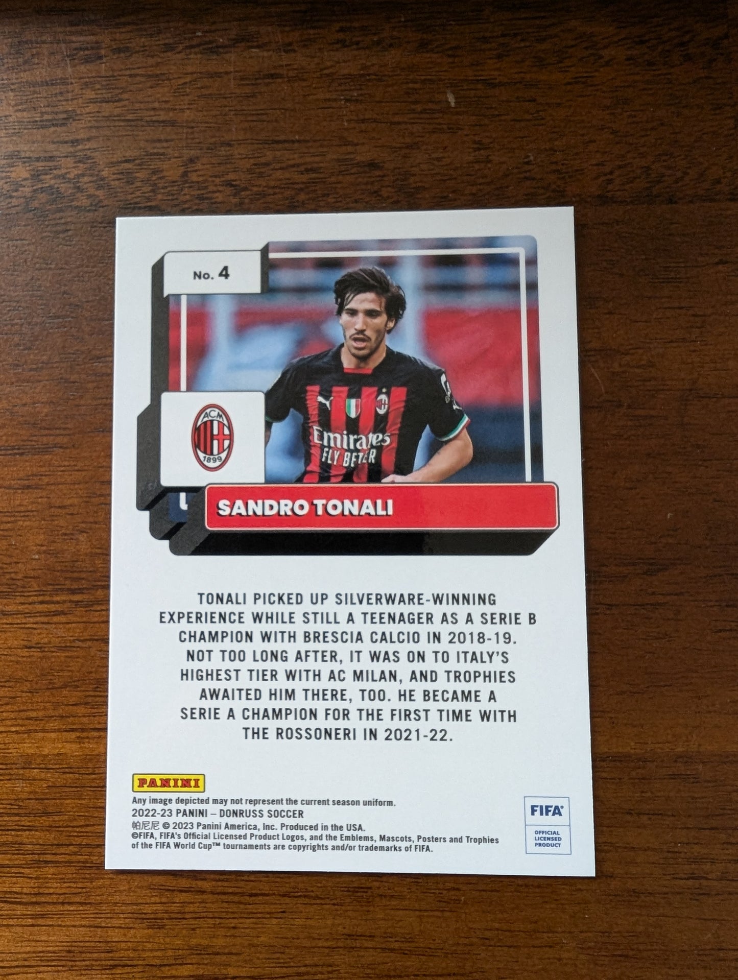 FIFA 2022-23 Panini Donruss - Optic Soccer - Sandro Tonali - AC Milan - #4