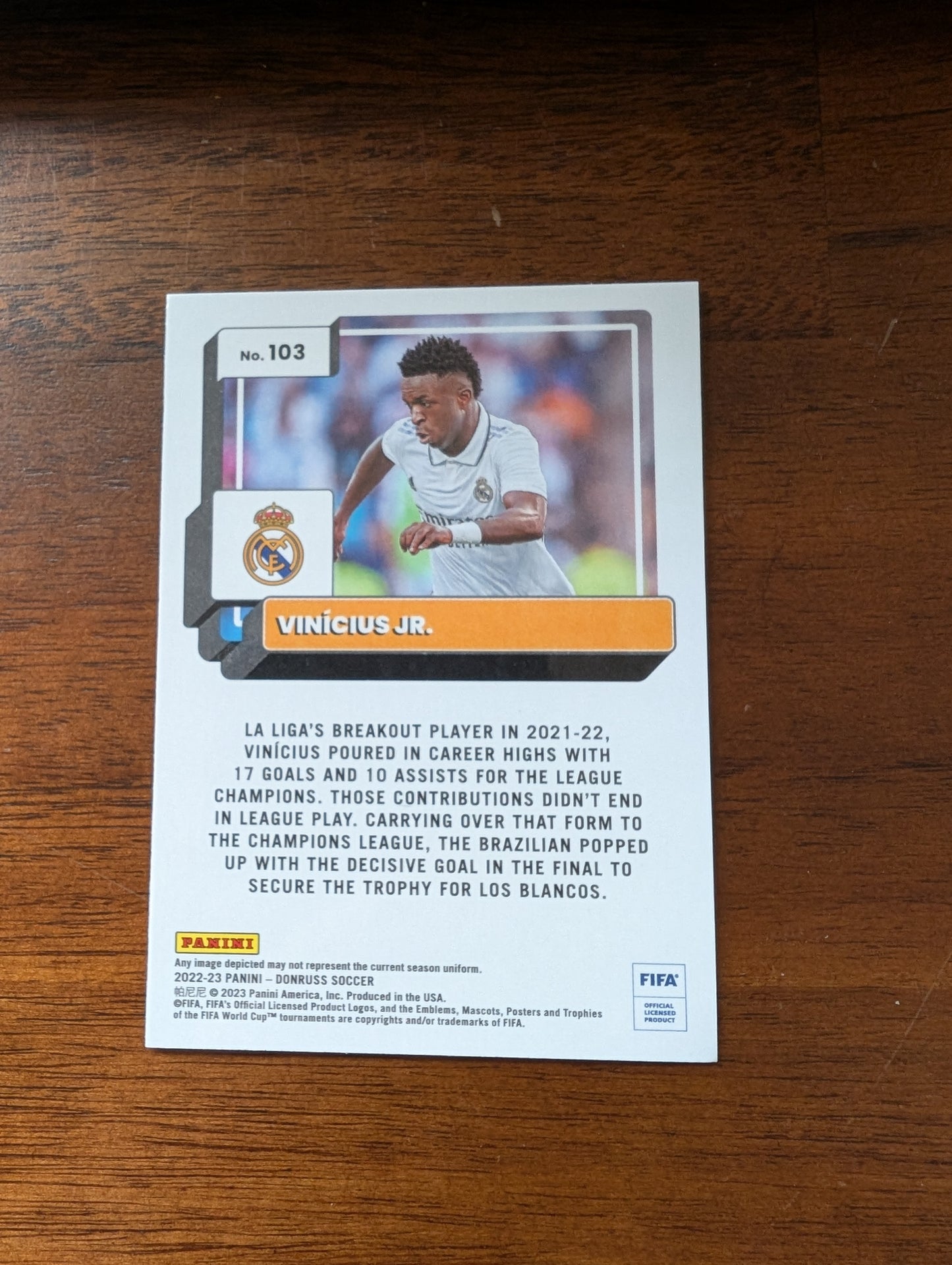 FIFA 2022-23 Panini Donruss - Optic Soccer - Vinicius Jr. - Real Madrid - #103