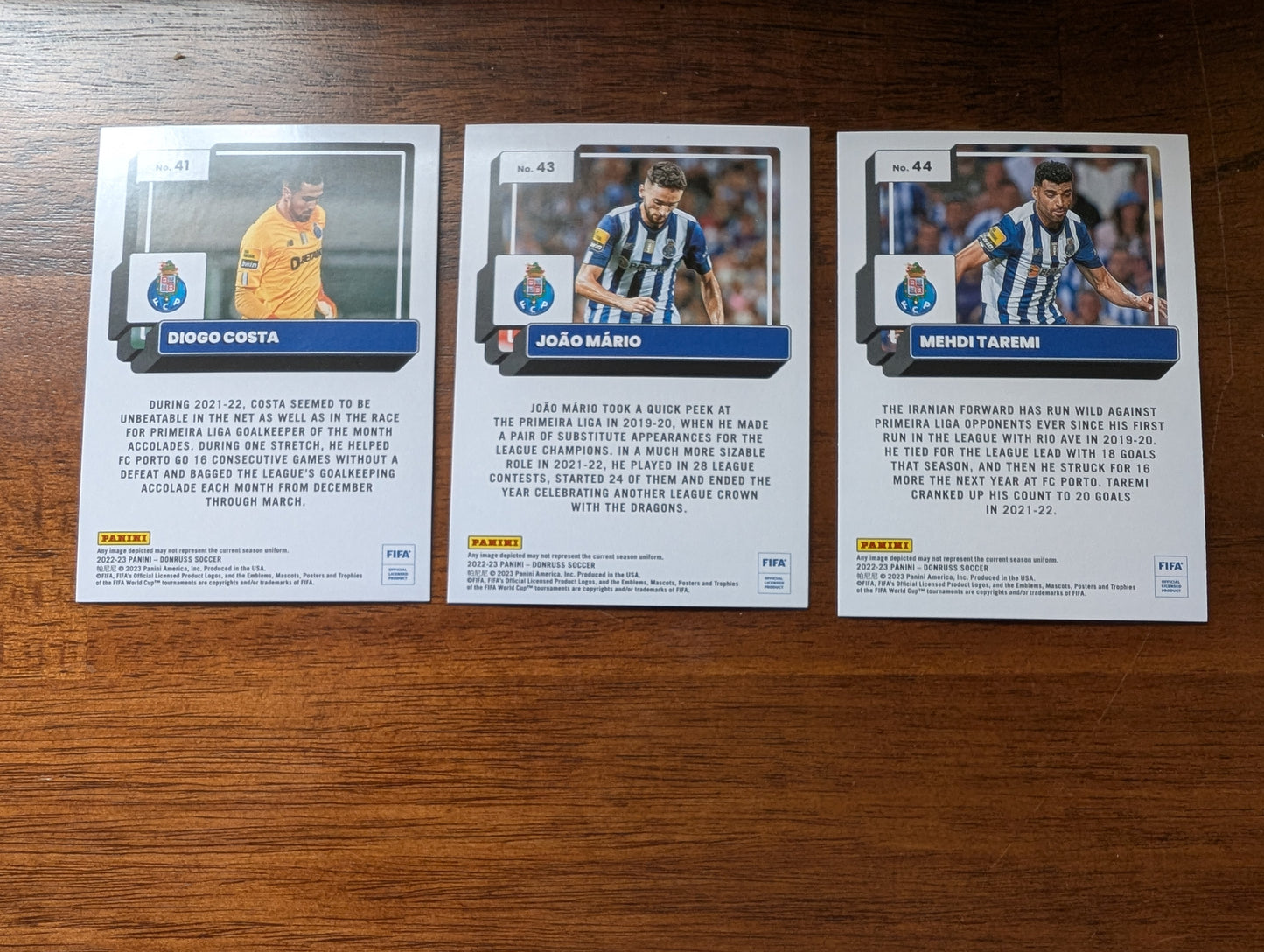 FIFA 2022-23 Panini Donruss - Base - Diogo Costa #41 Rookie - Joao Mario #43 Rookie - Mehdi Taremi #44 Rookie - FC Porto