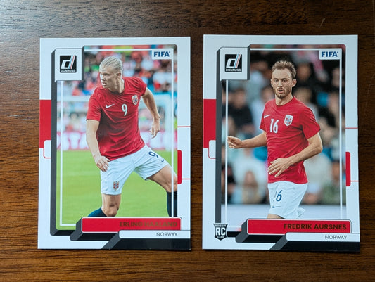 FIFA 2022-23 Panini Donruss - Base - Erling Haaland #84 - Fredrik Aursnes #85 Rookie - Norway
