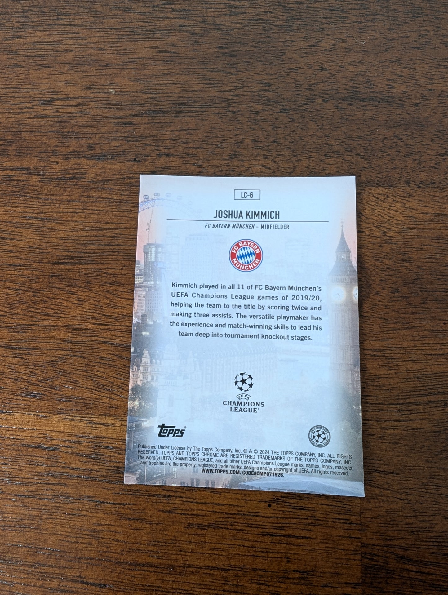 Joshua Kimmich - FC Bayern Munchen - Topps Chrome - #LC6 - London Calling