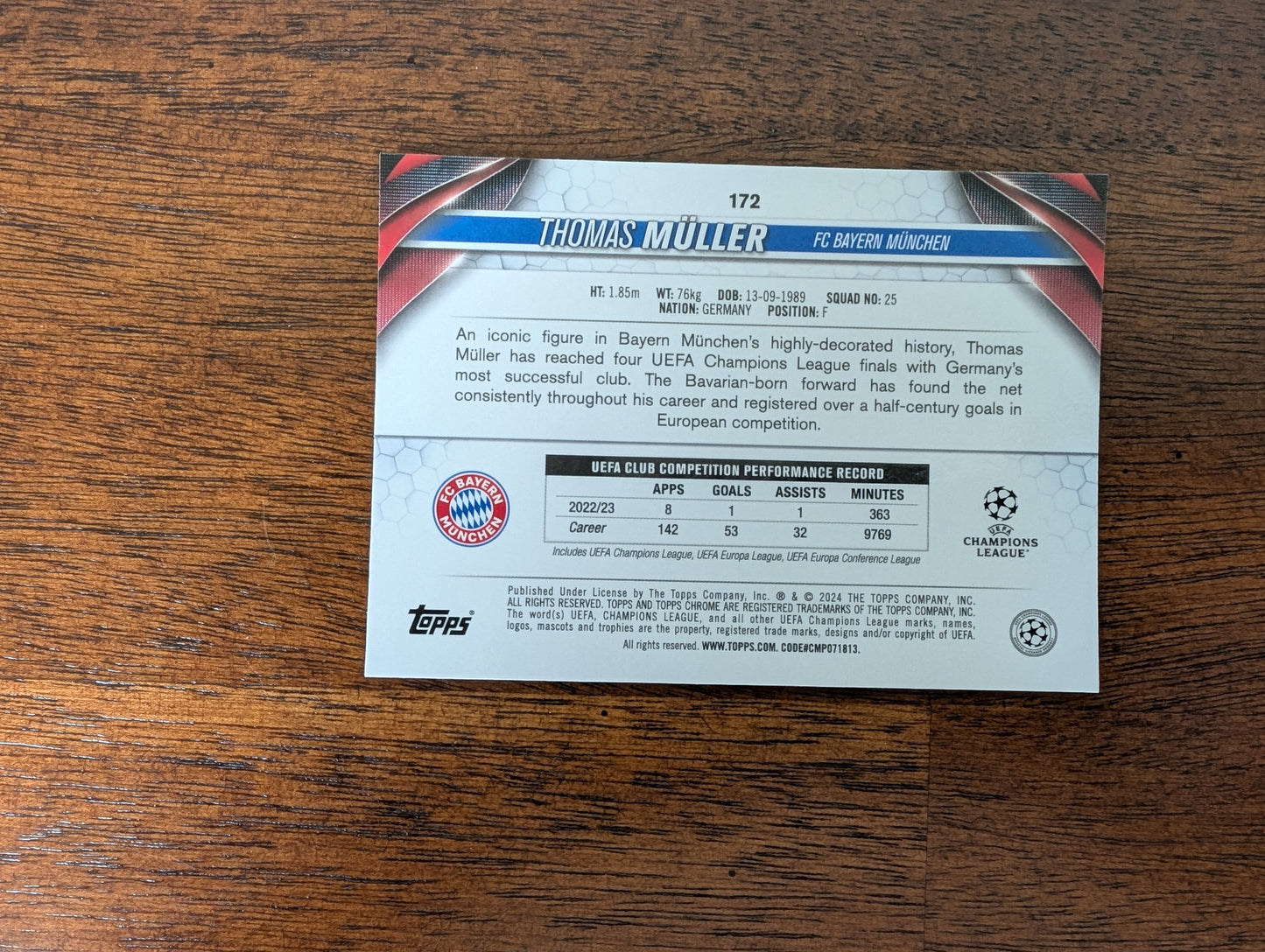 Thomas Muller - FC Bayern Munchen - Topps Chrome - #172
