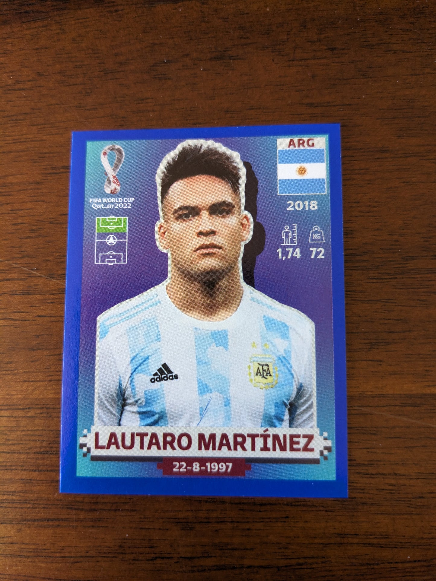 2022 Panini World Cup Qatar Stickers - Parallels Blue - Lautaro Martinez - ARG19