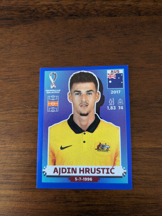 2022 Panini World Cup Qatar Stickers - Parallels Blue - Ajdin Hrustic - AUS11