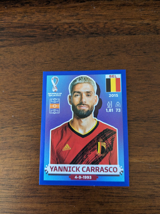 2022 Panini World Cup Qatar Stickers - Parallels Blue - Yannick Carrasco - BEL10
