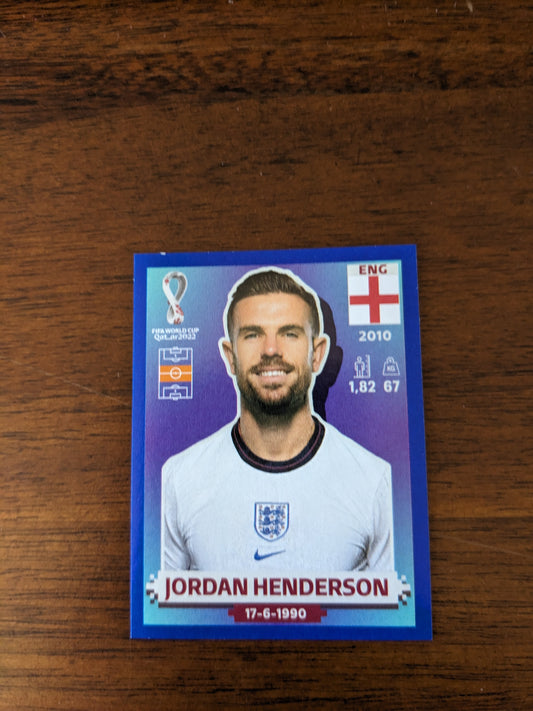 2022 Panini World Cup Qatar Stickers - Parallels Blue - Jordan Henderson - ENG13
