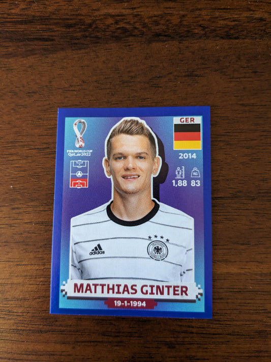 2022 Panini World Cup Qatar Stickers - Parallels Blue - Matthias Ginter - GER5