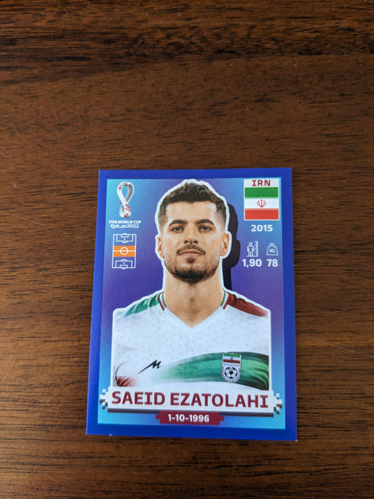 2022 Panini World Cup Qatar Stickers - Parallels Blue - Saeid Ezatolahi - IRN13