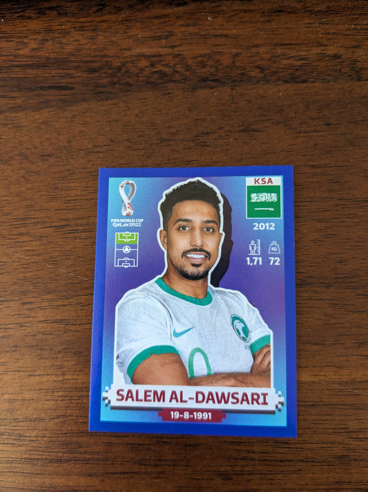 2022 Panini World Cup Qatar Stickers - Parallels Blue - Salem Al-Dawsari - KSA19