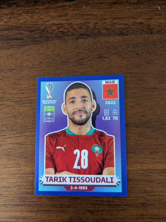 2022 Panini World Cup Qatar Stickers - Parallels Blue - Tarik Tissoudali - MAR20