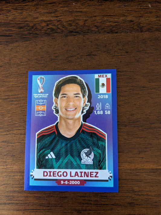 2022 Panini World Cup Qatar Stickers - Parallels Blue - Diego Lainez - MEX16