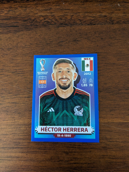 2022 Panini World Cup Qatar Stickers - Parallels Blue - Hector Herrera - MEX15