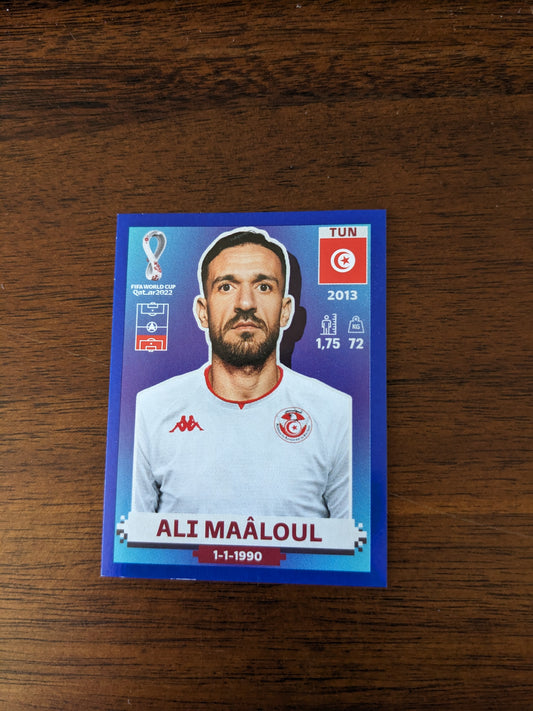 2022 Panini World Cup Qatar Stickers - Parallels Blue - Ali Maaloul - TUN8
