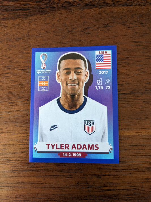 2022 Panini World Cup Qatar Stickers - Parallels Blue - Tyler Adams - USA13