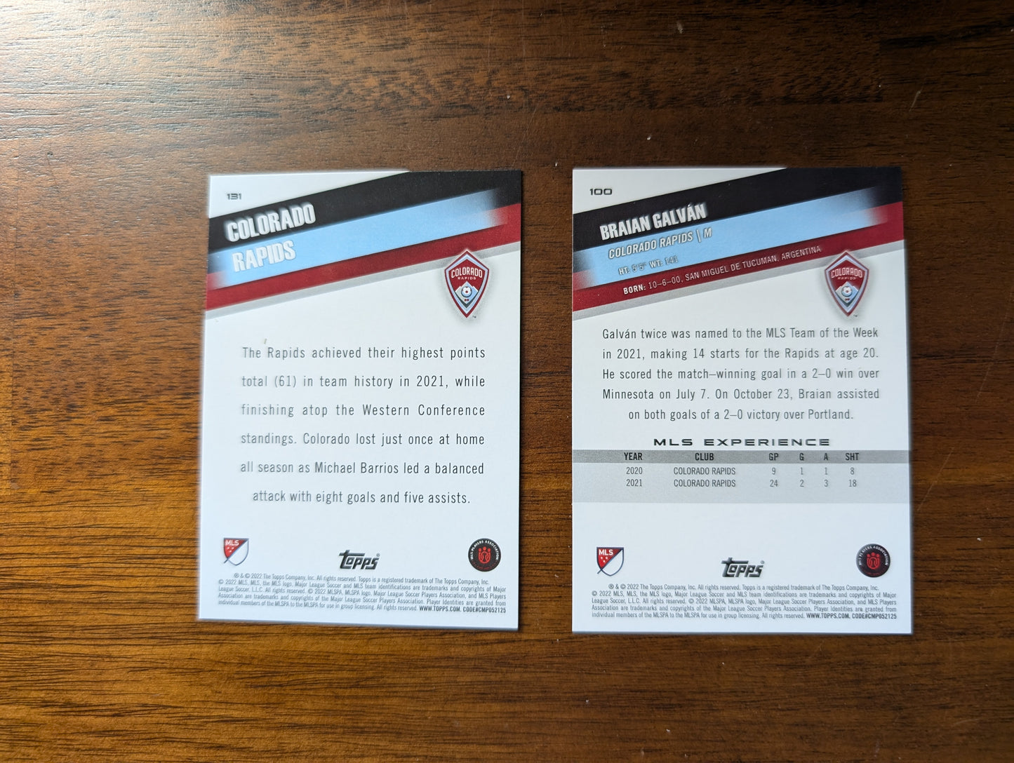 2022 MLS Base Colorado Rapids #100 + #131