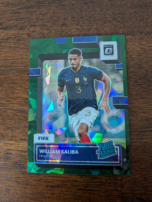 FIFA 2022-23 Panini Donruss -  Optic Soccer - William Saliba - France - #182 - Green Cracked Ice - Rated Rookie